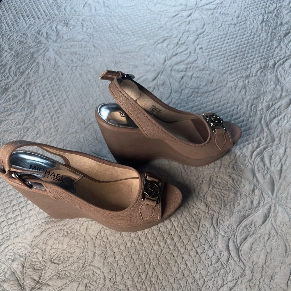 Michael Kors Tan Wedge Sandals